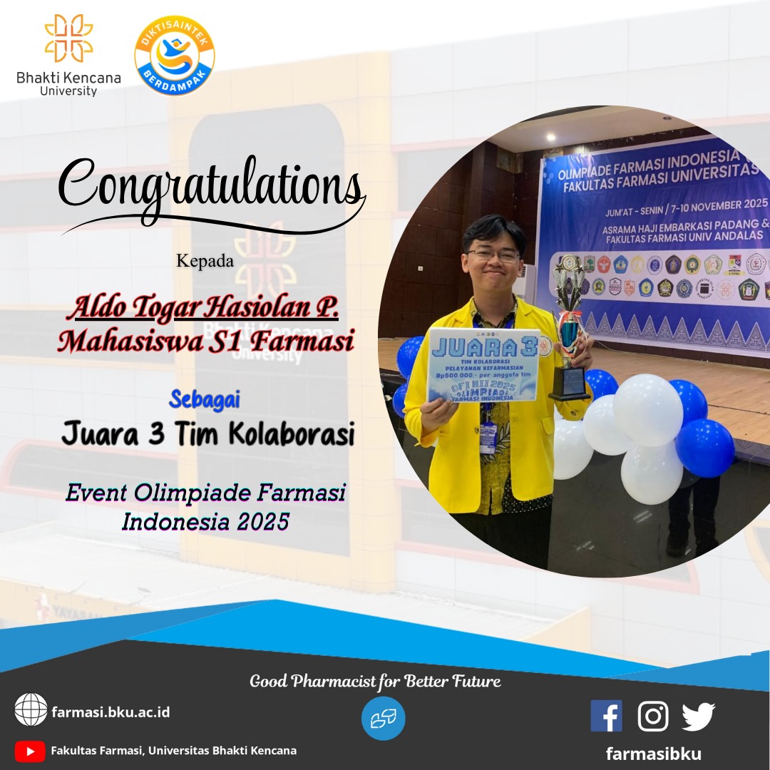 Mahasiswa Fakultas Farmasi BKU Raih Juara 3 pada Olimpiade Farmasi Indonesia 2025